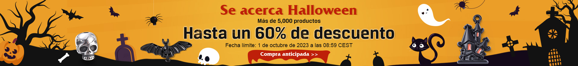 Se acerca Halloween Más de 5,000 productos Hasta un 60% de descuento  Fecha límite: 1 de octubre de 2023 a las 08:59 CEST Compra anticipada >>