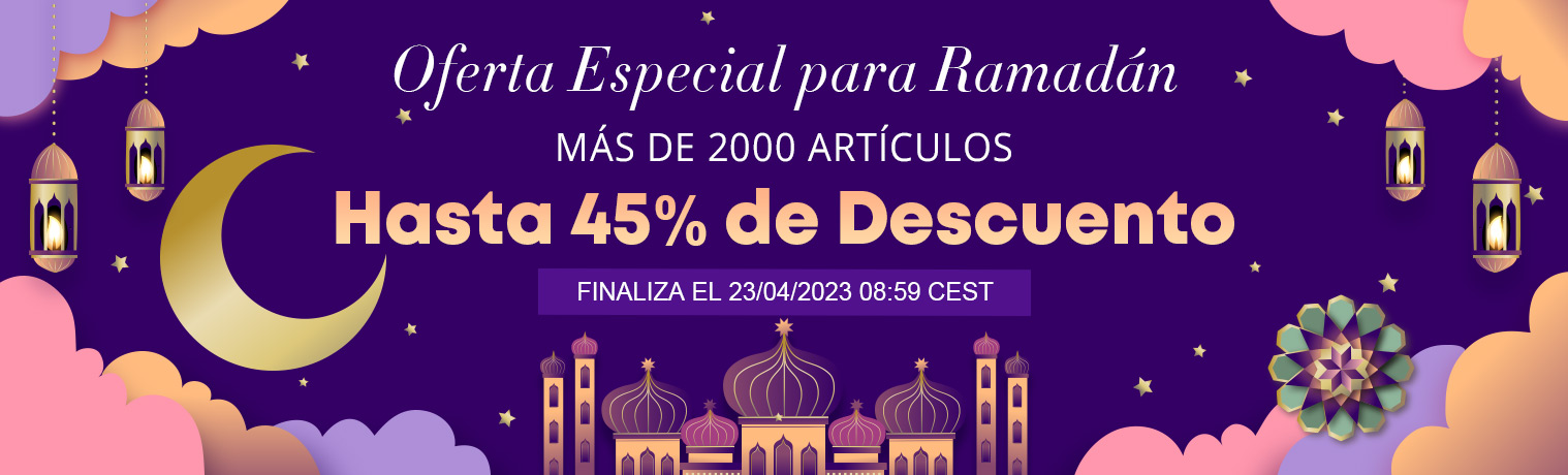 Oferta Especial para Ramadán
Más de 2000 Artículos
Hasta 45% de Descuento
Finaliza el 23/04/2023 08:59 CEST
Ver Más >>