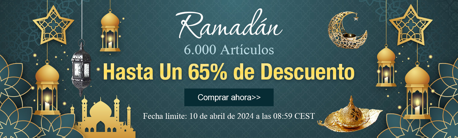 Ramadán
6.000 Artículos
Hasta Un 65% de Descuento
Comprar ahora>>
Fecha límite: 10 de abril de 2024 a las 08:59 CEST