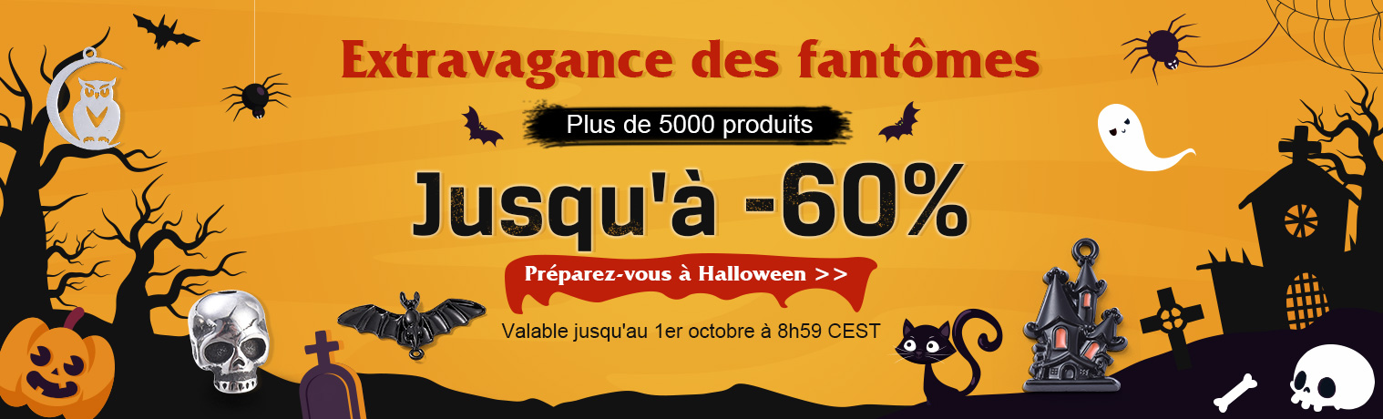 Extravagance des fantômes
Plus de 5000 produits
Jusqu'à -60%
Préparez-vous à Halloween >>
Valable jusqu'au 1er octobre à 8h59 CEST