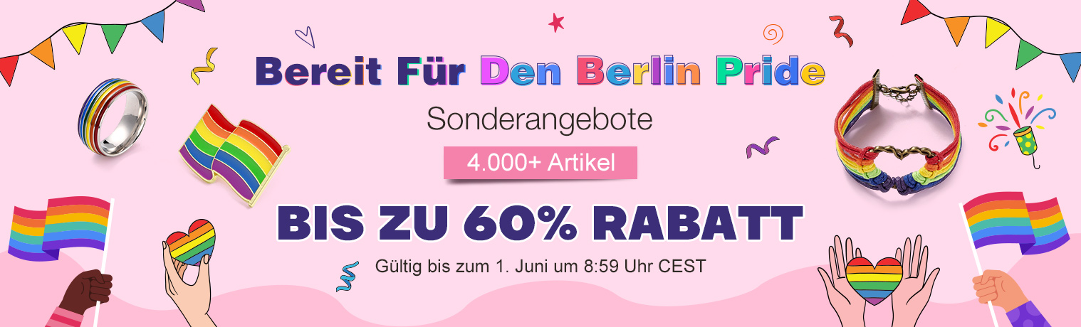Bereit Für Den Berlin Pride
Sonderangebote
XXXX+ Artikel
BIS ZU 60% RABATT
Gültig bis zum 1. Juni um 8:59 Uhr CEST